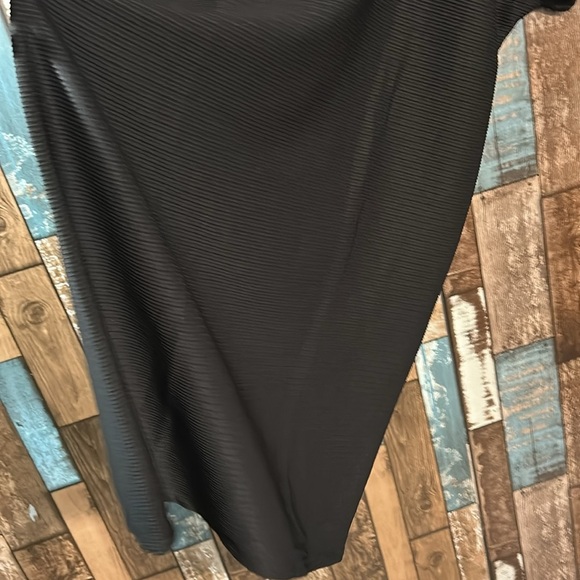 S. Deer large black one shoulder button strap fancy stretchy dress - Picture 8 of 16